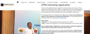 CPRG Summer Internship 2026 – Policy Research Internship for UG Students
