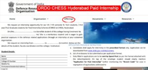 DRDO CHESS Hyderabad Paid Internship 2026: Apply for 20 Vacancies with ₹30,000 Stipend