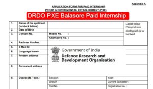 DRDO PXE Balasore Paid Internship 2026: Offline Application Guide for B.Tech Students